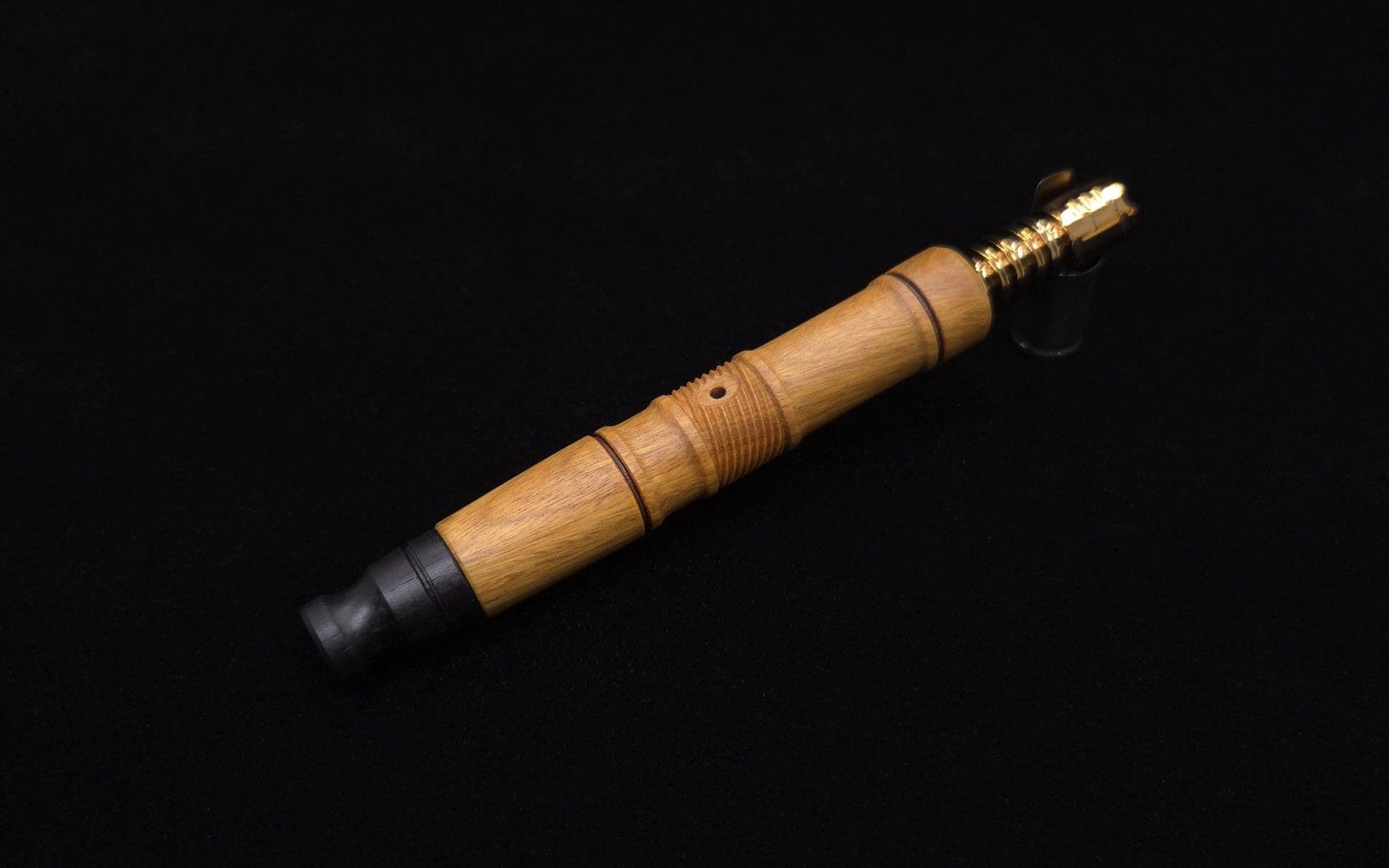 This image portrays High Class Vertex Design XL Dynavap Stem + Ebony Mouthpiece - NEW! ☘ by Dovetail Woodwork.