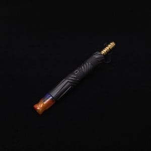 This image portrays Vertex XL Black Ebony Dynavap Stem + (4) Mouthpieces - Halloween Bundle!🎃 by Dovetail Woodwork.