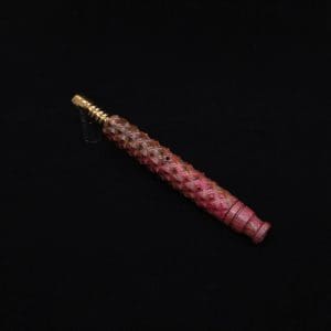 This image portrays Reaper Spine XL Zebra Wood Dynavap Stem + Book-Matched Mouthpiece - NEW! 𓌜 🎃 by Dovetail Woodwork.