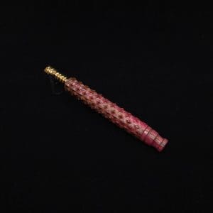 This image portrays Reaper Spine XL Zebra Wood Dynavap Stem + Book-Matched Mouthpiece - NEW! 𓌜 🎃 by Dovetail Woodwork.