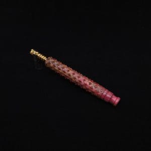 This image portrays Reaper Spine XL Zebra Wood Dynavap Stem + Book-Matched Mouthpiece - NEW! 𓌜 🎃 by Dovetail Woodwork.
