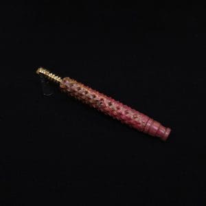 This image portrays Reaper Spine XL Zebra Wood Dynavap Stem + Book-Matched Mouthpiece - NEW! 𓌜 🎃 by Dovetail Woodwork.