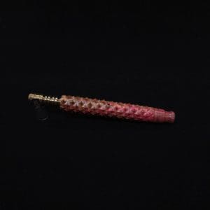 This image portrays Reaper Spine XL Zebra Wood Dynavap Stem + Book-Matched Mouthpiece - NEW! 𓌜 🎃 by Dovetail Woodwork.