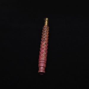This image portrays Reaper Spine XL Zebra Wood Dynavap Stem + Book-Matched Mouthpiece - NEW! 𓌜 🎃 by Dovetail Woodwork.