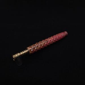 This image portrays Reaper Spine XL Zebra Wood Dynavap Stem + Book-Matched Mouthpiece - NEW! 𓌜 🎃 by Dovetail Woodwork.