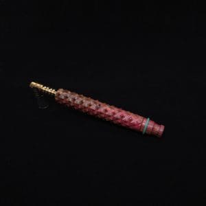 This image portrays Reaper Spine XL Zebra Wood Dynavap Stem + Book-Matched Mouthpiece - NEW! 𓌜 🎃 by Dovetail Woodwork.