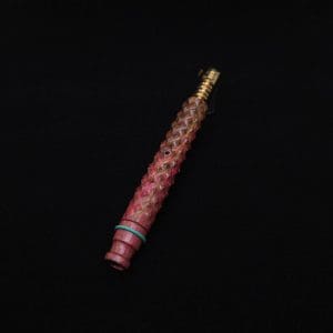 This image portrays Reaper Spine XL Zebra Wood Dynavap Stem + Book-Matched Mouthpiece - NEW! 𓌜 🎃 by Dovetail Woodwork.