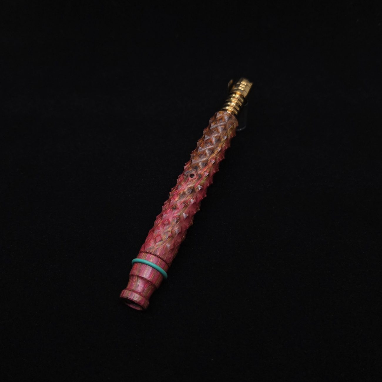 This image portrays Reaper Spine XL Zebra Wood Dynavap Stem + Book-Matched Mouthpiece - NEW! 𓌜 🎃 by Dovetail Woodwork.