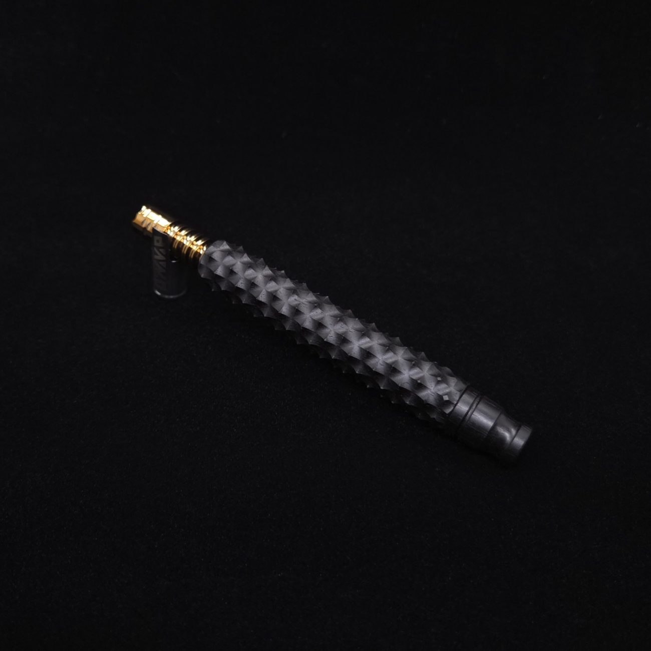 This image portrays Reaper Spine XL Ebony Wood Dynavap Stem + (2) Mouthpieces - NEW! 𓌜 🎃 by Dovetail Woodwork.