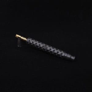This image portrays Reaper Spine XL Ebony Wood Dynavap Stem + (2) Mouthpieces - NEW! 𓌜 🎃 by Dovetail Woodwork.