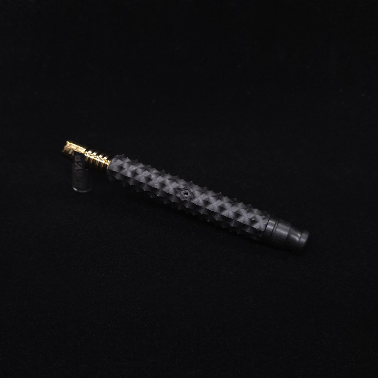 This image portrays Reaper Spine XL Ebony Wood Dynavap Stem + (2) Mouthpieces - NEW! 𓌜 🎃 by Dovetail Woodwork.
