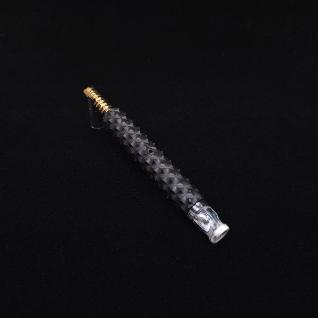 This image portrays Reaper Spine XL Ebony Wood Dynavap Stem + (2) Mouthpieces - NEW! 𓌜 🎃 by Dovetail Woodwork.