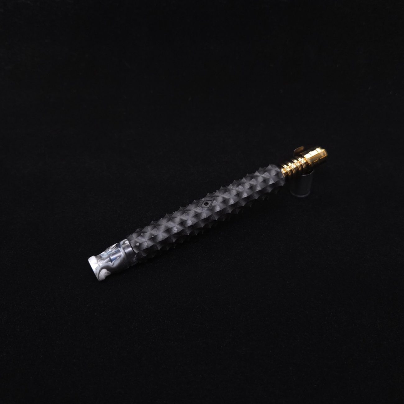 This image portrays Reaper Spine XL Ebony Wood Dynavap Stem + (2) Mouthpieces - NEW! 𓌜 🎃 by Dovetail Woodwork.