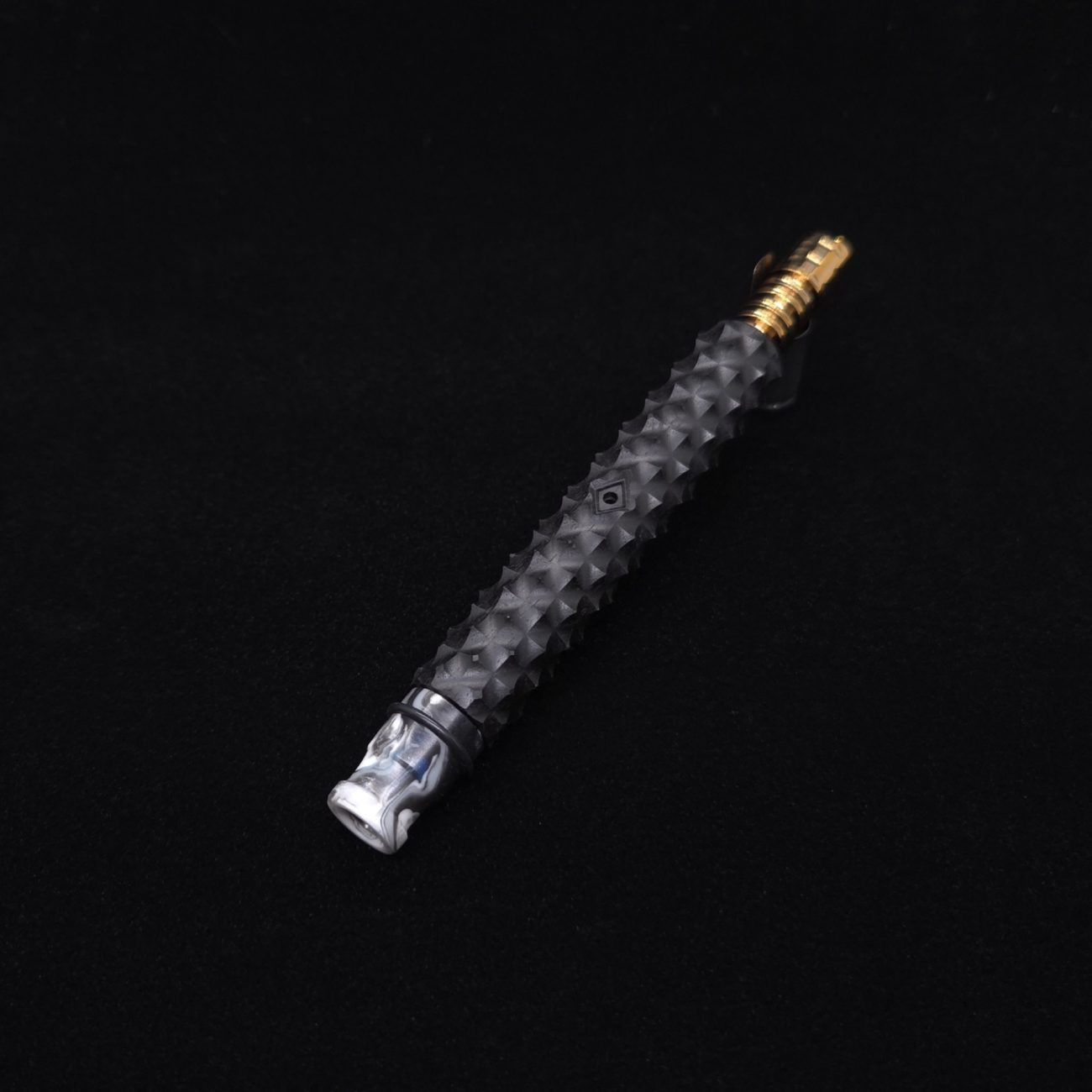 This image portrays Reaper Spine XL Ebony Wood Dynavap Stem + (2) Mouthpieces - NEW! 𓌜 🎃 by Dovetail Woodwork.