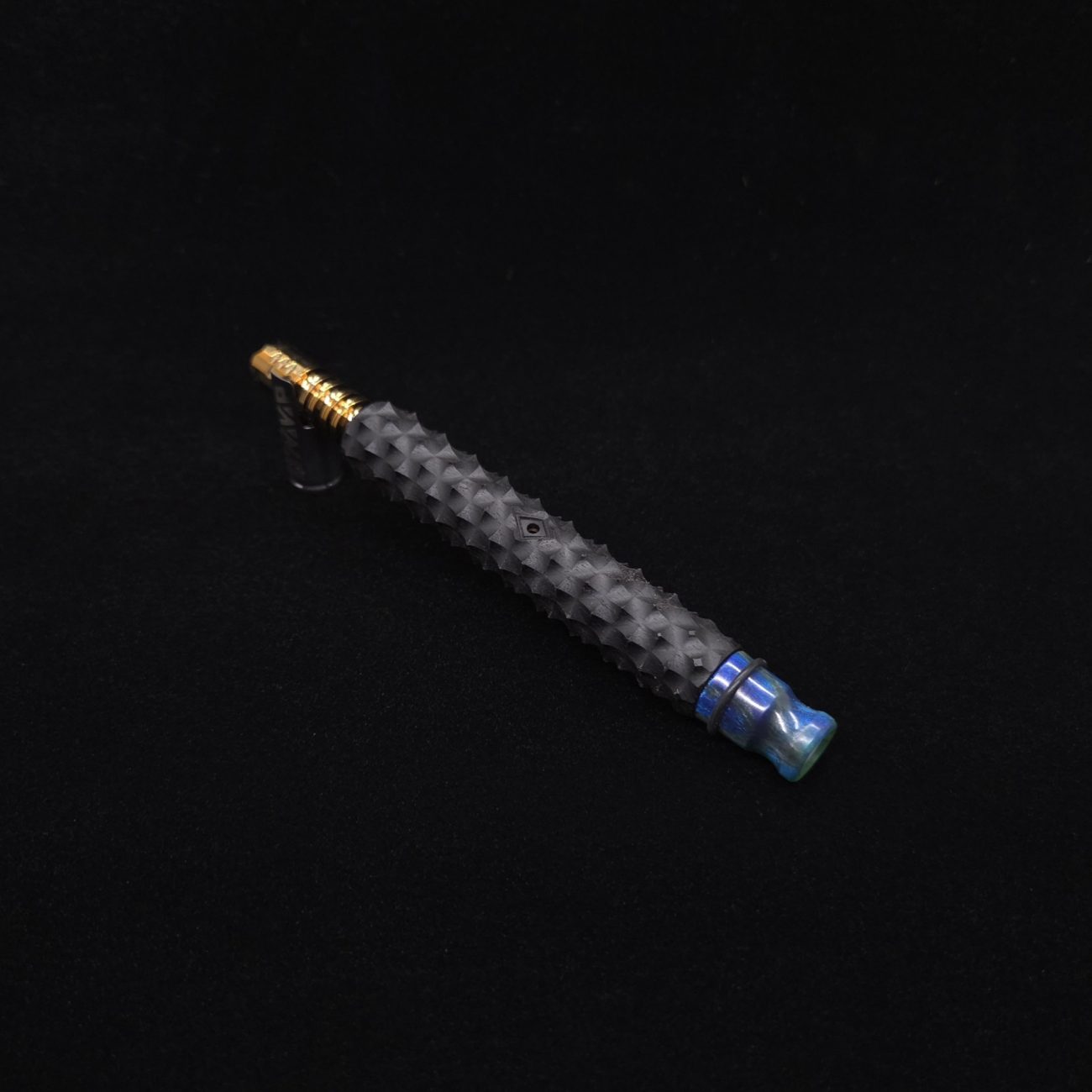 This image portrays Reaper Spine XL Ebony Wood Dynavap Stem + (2) Mouthpieces - NEW! 𓌜 🎃 by Dovetail Woodwork.