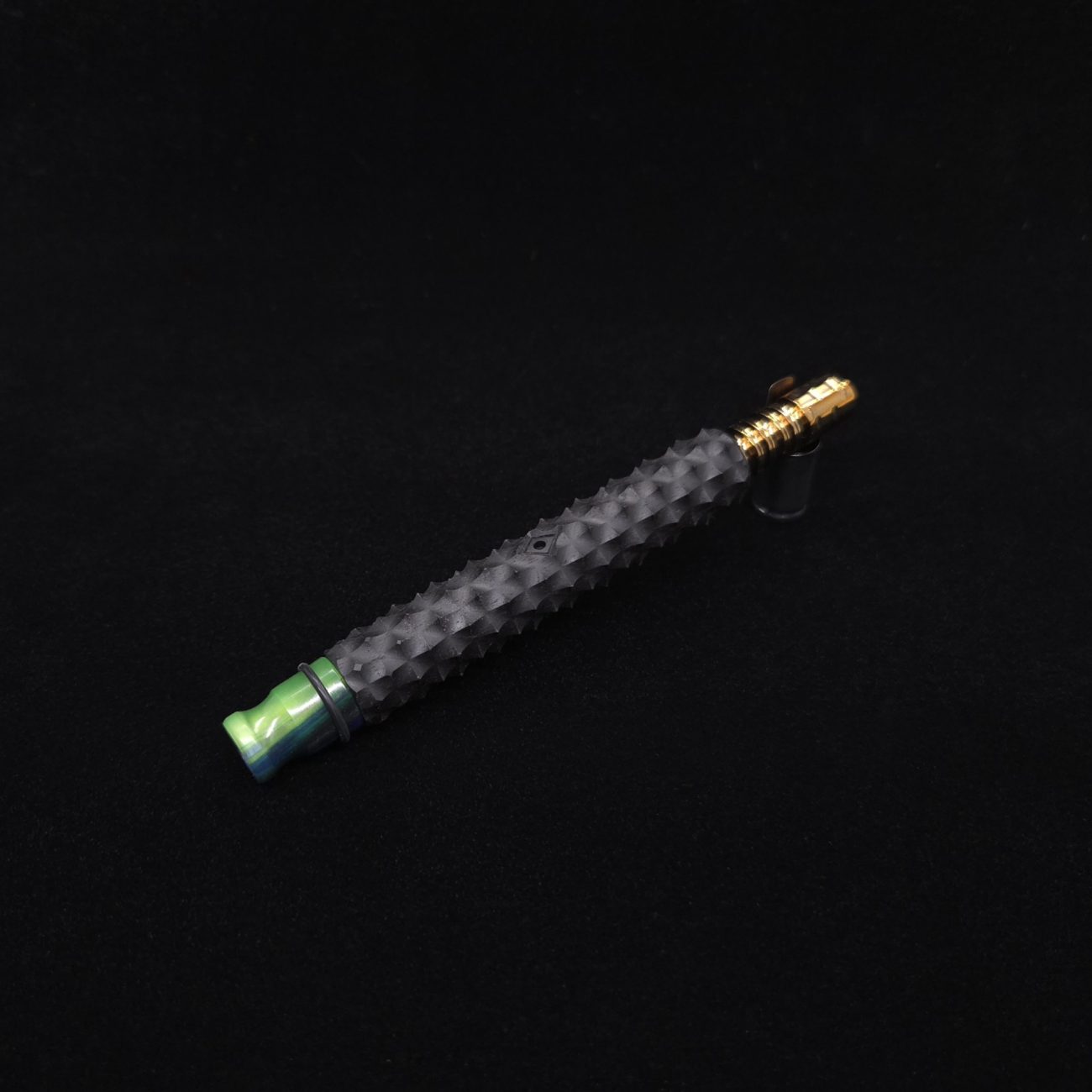 This image portrays Reaper Spine XL Ebony Wood Dynavap Stem + (2) Mouthpieces - NEW! 𓌜 🎃 by Dovetail Woodwork.