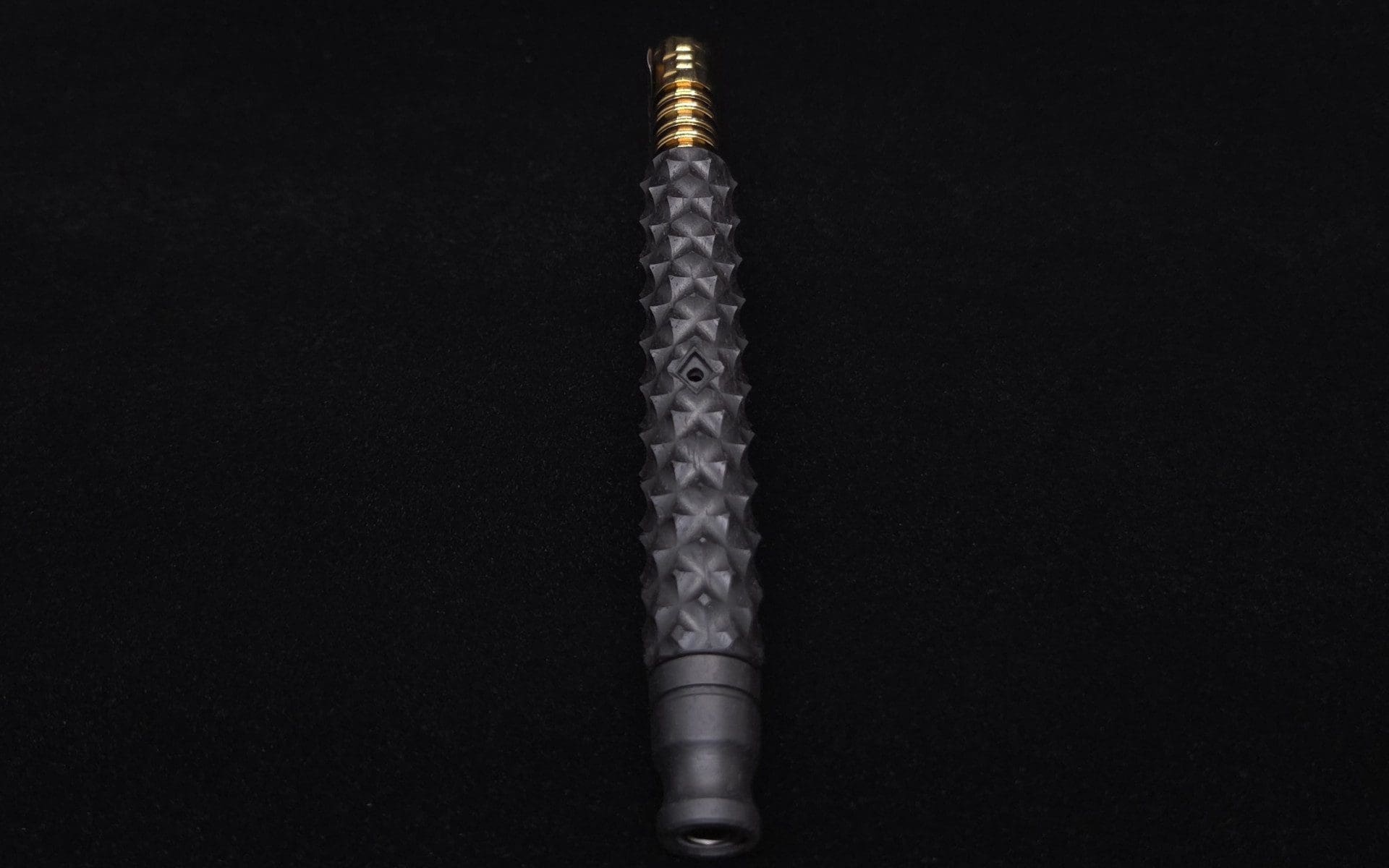 This image portrays Reaper Spine XL Ebony Wood Dynavap Stem + (3) Mouthpieces - NEW! 𓌜 🎃 by Dovetail Woodwork.