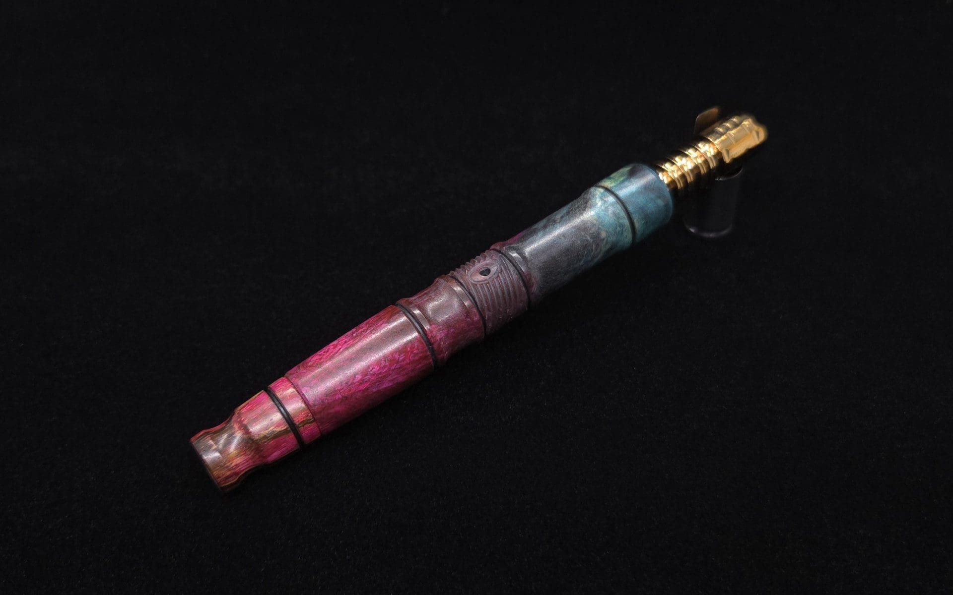 This image portrays High Class Vertex Design XL Dynavap Stem + Zebrawood Mouthpiece - NEW! ☘ by Dovetail Woodwork.