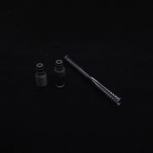 This image portrays Dynavap Vertex Blacked Out Boro-Glass Jr./Ebony Wood Specialty Stem Setup-NEW! by Dovetail Woodwork.