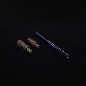 This image portrays Dynavap Vertex Boro-Glass Jr./Ebony Wood Specialty Stem Setup-NEW! by Dovetail Woodwork.