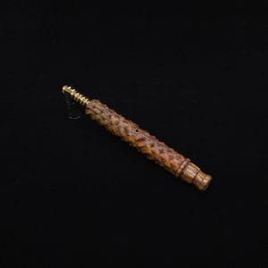 This image portrays High Class Reaper Spine XL Dynavap Stem + Book-Matched Mouthpiece - NEW! 𓌜 by Dovetail Woodwork.