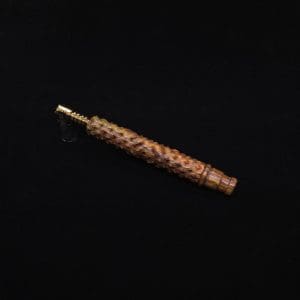 This image portrays High Class Reaper Spine XL Dynavap Stem + Book-Matched Mouthpiece - NEW! 𓌜 by Dovetail Woodwork.