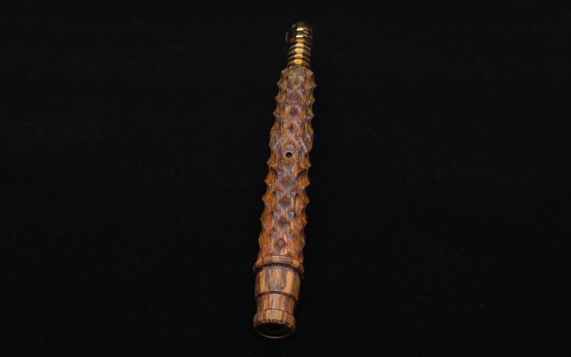 This image portrays High Class Reaper Spine XL Dynavap Stem + Book-Matched Mouthpiece - NEW! 𓌜 by Dovetail Woodwork.