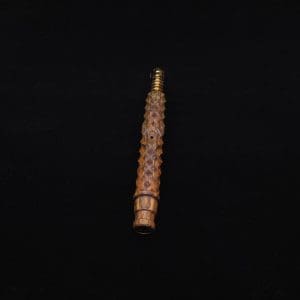 This image portrays High Class Reaper Spine XL Dynavap Stem + Book-Matched Mouthpiece - NEW! 𓌜 by Dovetail Woodwork.