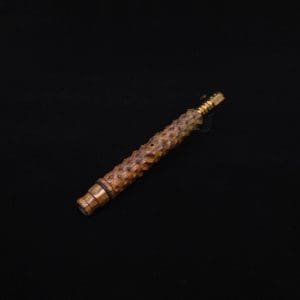 This image portrays High Class Reaper Spine XL Dynavap Stem + Book-Matched Mouthpiece - NEW! 𓌜 by Dovetail Woodwork.