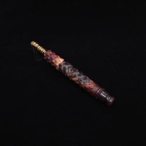 This image portrays High Class Reaper Spine XL Hybrid Dynavap Stem + (2) Book-Matched Mouthpieces -🔥𓌜 by Dovetail Woodwork.