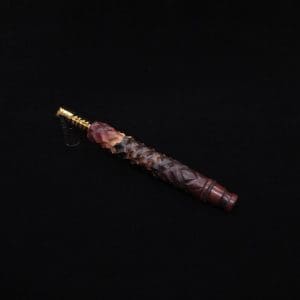 This image portrays High Class Reaper Spine XL Hybrid Dynavap Stem + (2) Book-Matched Mouthpieces -🔥𓌜 by Dovetail Woodwork.