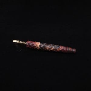 This image portrays High Class Reaper Spine XL Hybrid Dynavap Stem + (2) Book-Matched Mouthpieces -🔥𓌜 by Dovetail Woodwork.