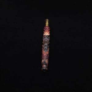 This image portrays High Class Reaper Spine XL Hybrid Dynavap Stem + (2) Book-Matched Mouthpieces -🔥𓌜 by Dovetail Woodwork.