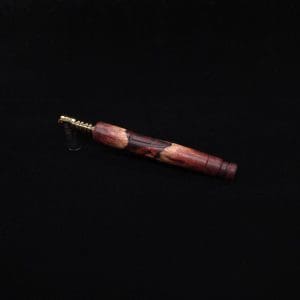 This image portrays Crested Side-Grip XL Hybrid Dynavap Stem + Book-Matched Mouthpiece - New! 🍀 by Dovetail Woodwork.