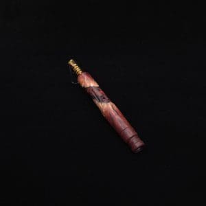 This image portrays Crested Side-Grip XL Hybrid Dynavap Stem + Book-Matched Mouthpiece - New! 🍀 by Dovetail Woodwork.