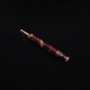 This image portrays 3D Spiral Weave XL Burl Hybrid Dynavap Stem + Book-Matched Mouthpiece -🔥 by Dovetail Woodwork.