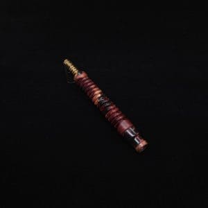 This image portrays 3D Spiral Weave XL Burl Hybrid Dynavap Stem + Book-Matched Mouthpiece -🔥 by Dovetail Woodwork.