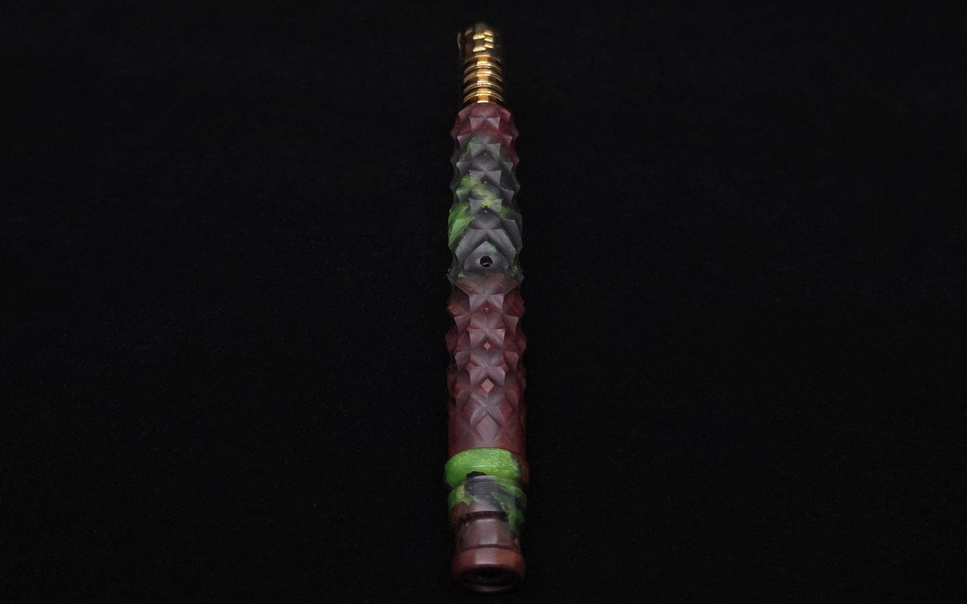 This image portrays High Class Reaper Spine XL Hybrid Dynavap Stem + Book-Matched Mouthpiece -🔥𓌜 by Dovetail Woodwork.