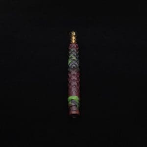 This image portrays High Class Reaper Spine XL Hybrid Dynavap Stem + Book-Matched Mouthpiece -🔥𓌜 by Dovetail Woodwork.