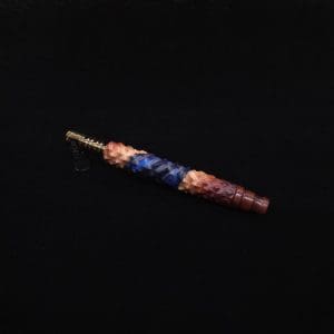 This image portrays High Class Reaper Spine XL Hybrid Dynavap Stem + Book-Matched Mouthpiece -🔥𓌜 by Dovetail Woodwork.