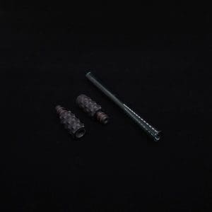 This image portrays Dynavap Reaper Boro-Glass Jr./Ebony Wood Specialty Stem Setup-NEW! by Dovetail Woodwork.