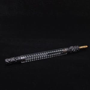 This image portrays Dynavap Reaper 3XL Boro-Glass/Ebony Wood Specialty Stem Setup-NEW! by Dovetail Woodwork.