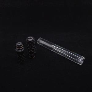 This image portrays Dynavap Reaper 3XL Boro-Glass/Ebony Wood Specialty Stem Setup-NEW! by Dovetail Woodwork.