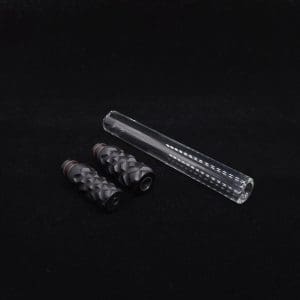 This image portrays Dynavap Reaper 3XL Boro-Glass/Ebony Wood Specialty Stem Setup-NEW! by Dovetail Woodwork.