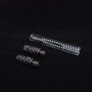 This image portrays Dynavap Reaper 3XL Boro-Glass/Ebony Wood Specialty Stem Setup-NEW! by Dovetail Woodwork.