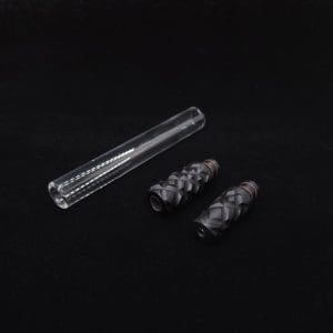 This image portrays Dynavap Reaper 3XL Boro-Glass/Ebony Wood Specialty Stem Setup-NEW! by Dovetail Woodwork.