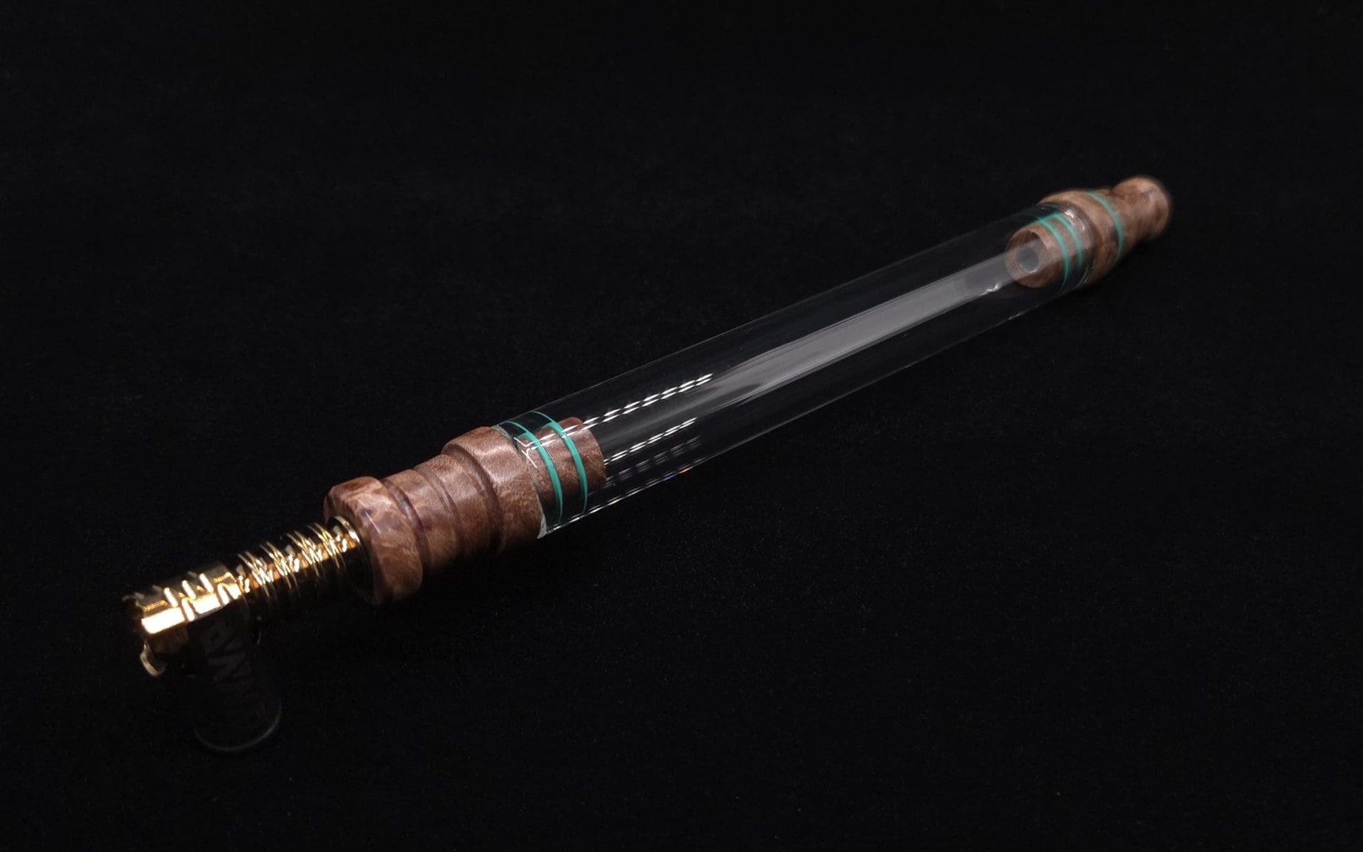 This image portrays Dynavap 3XL Boro-Glass/Maple Burl Wood Specialty Stem Setup-NEW Design! by Dovetail Woodwork.