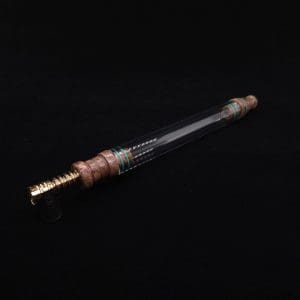 This image portrays Dynavap 3XL Boro-Glass/Maple Burl Wood Specialty Stem Setup-NEW Design! by Dovetail Woodwork.