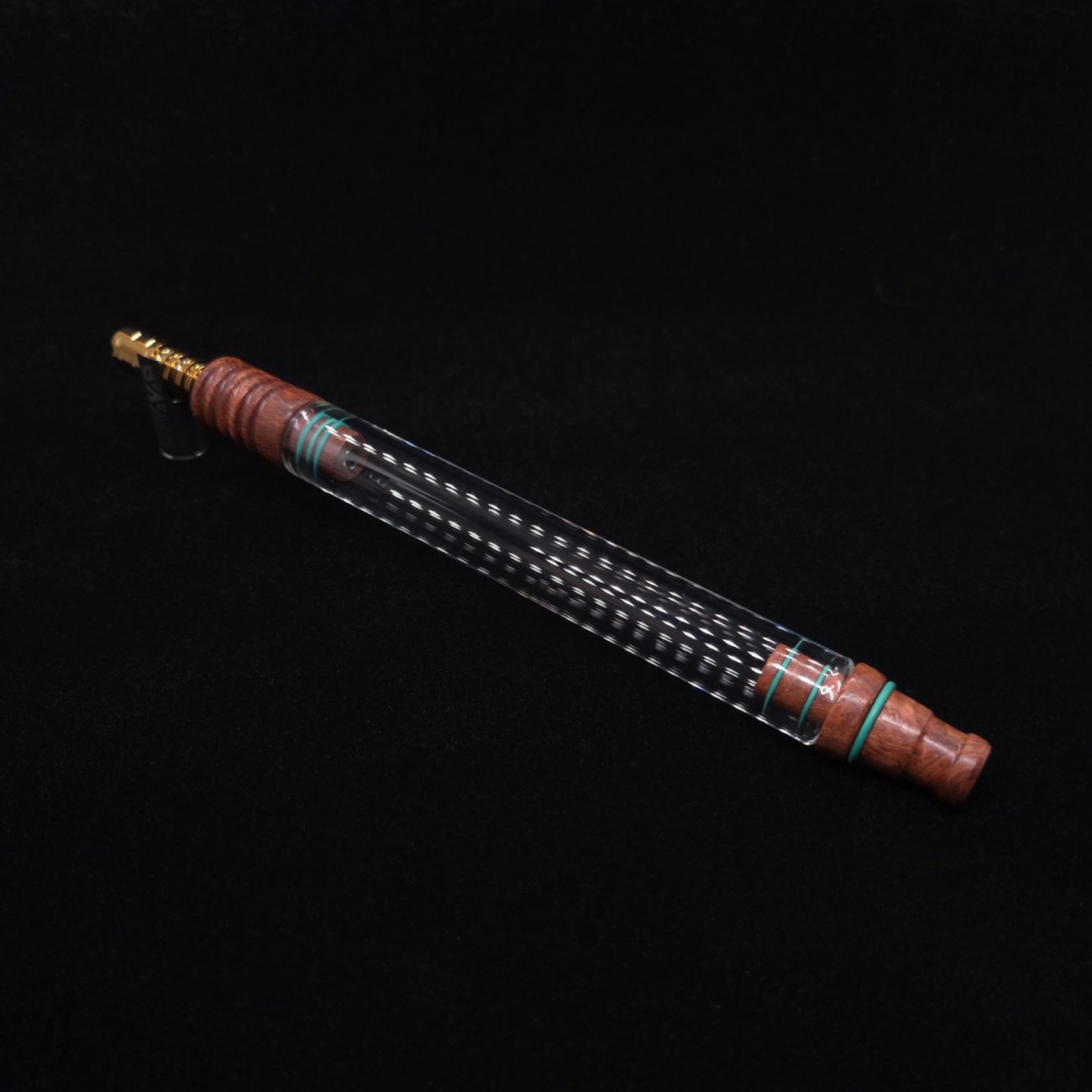 This image portrays Dynavap 3XL Boro-Glass/Amboyna Burl Wood Specialty Stem Setup-NEW Design! by Dovetail Woodwork.