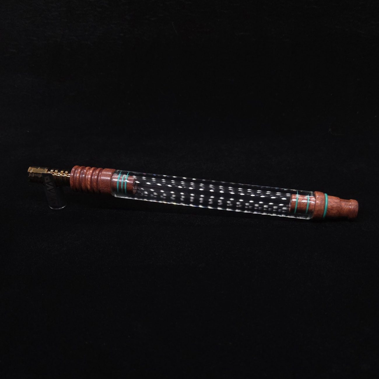 This image portrays Dynavap 3XL Boro-Glass/Amboyna Burl Wood Specialty Stem Setup-NEW Design! by Dovetail Woodwork.